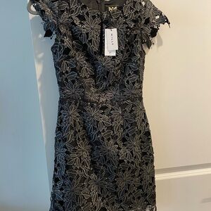 Milly Black Floral Lace Mini Dress